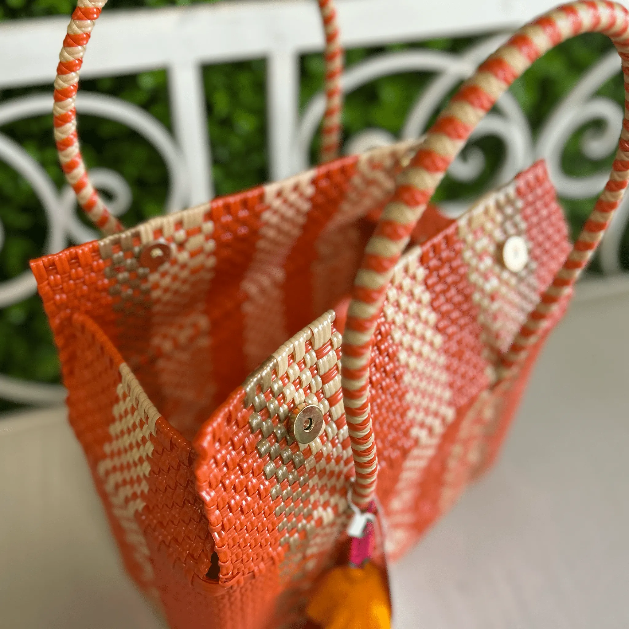 Upcycled Handwoven MD Basket - Orange Crush