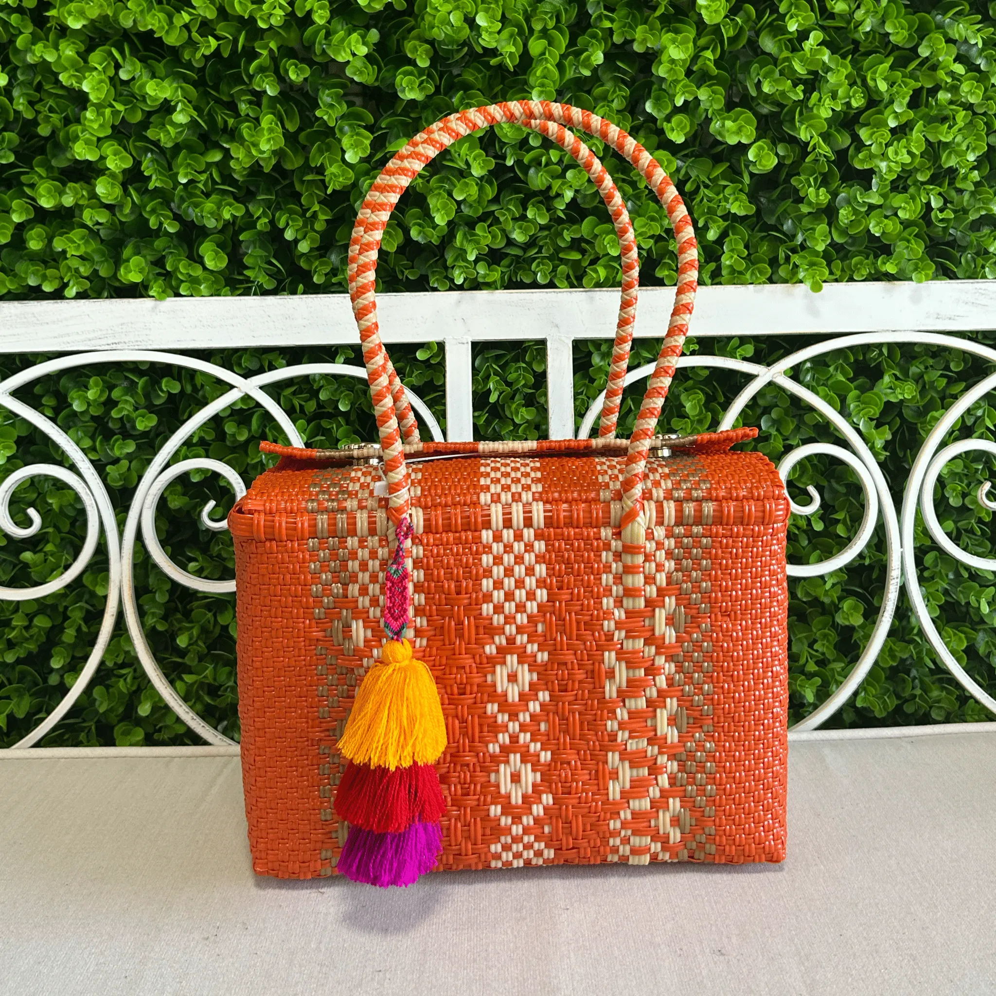 Upcycled Handwoven MD Basket - Orange Crush