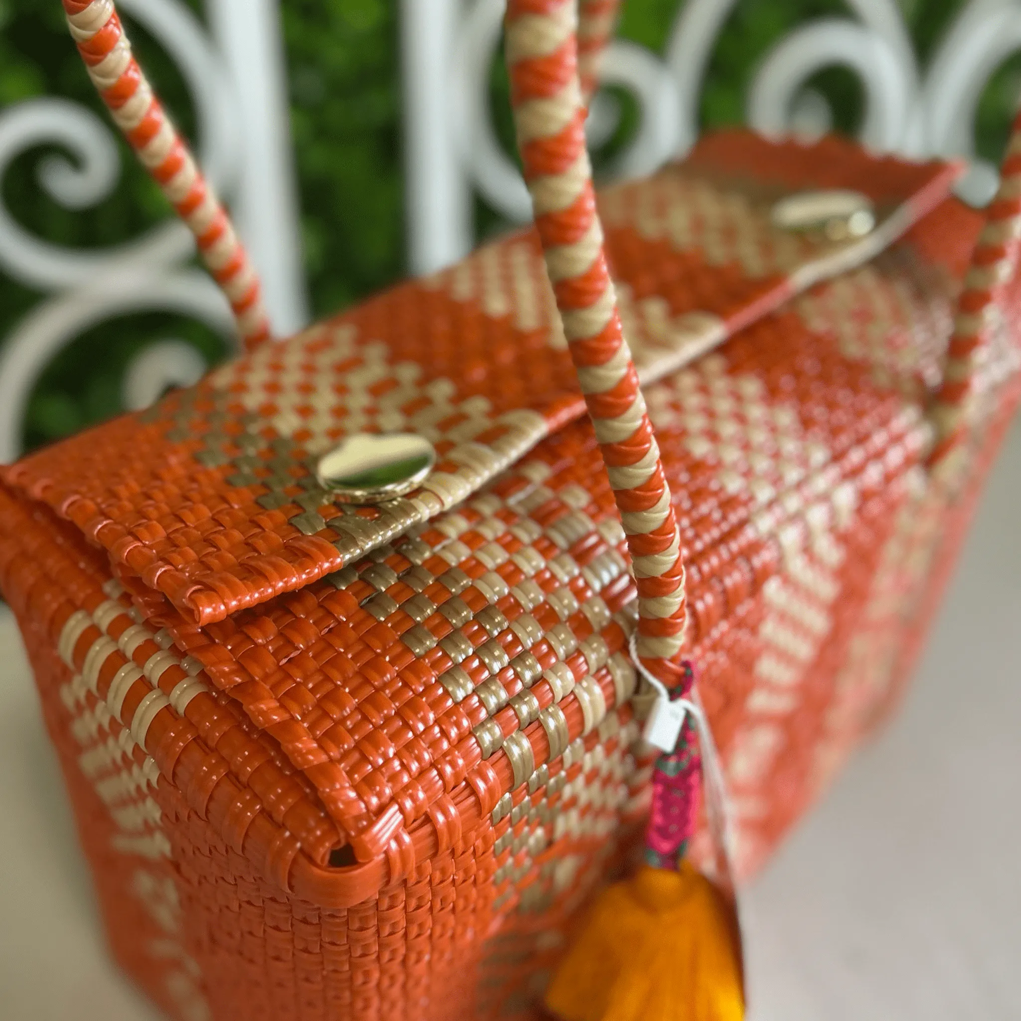 Upcycled Handwoven MD Basket - Orange Crush