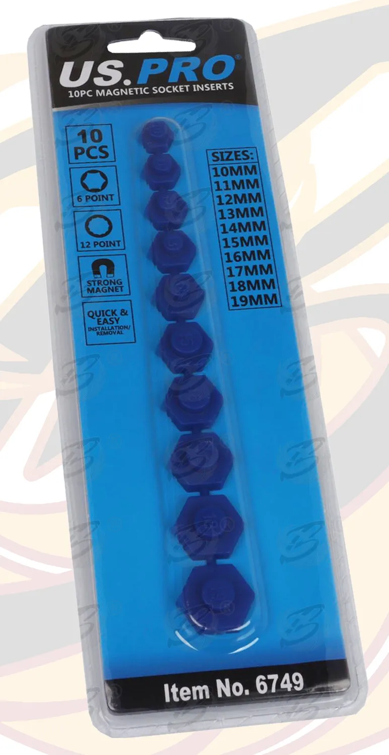 US PRO 10PCS MAGNETIC SOCKET INSERTS 10MM - 19MM