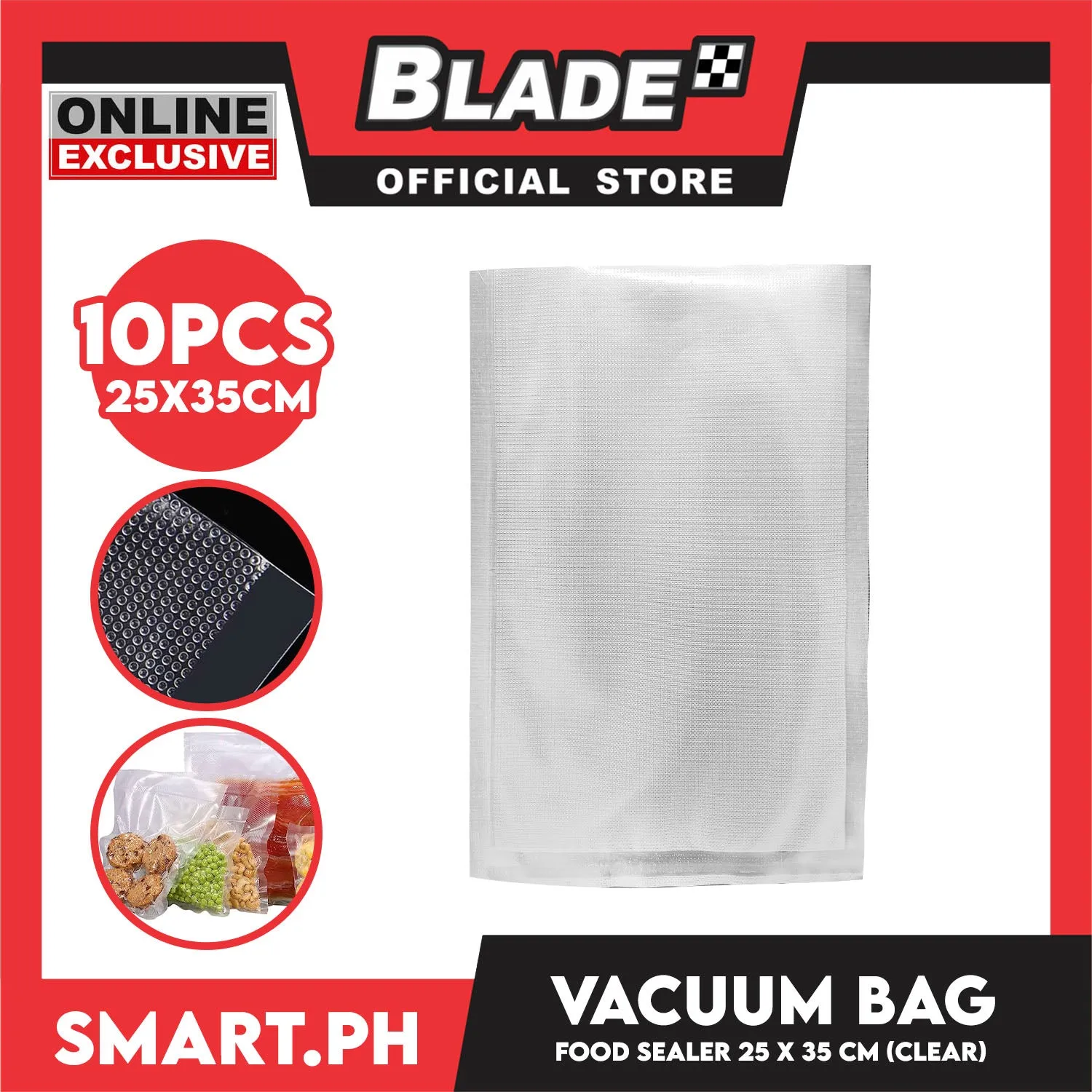 Vacuum Bag Food Sealer, Plastic Storage 25 x 35cm (Clear) Set of 10pcs