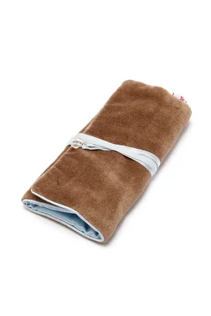 VELVET JEWELRY ROLL - BROWN