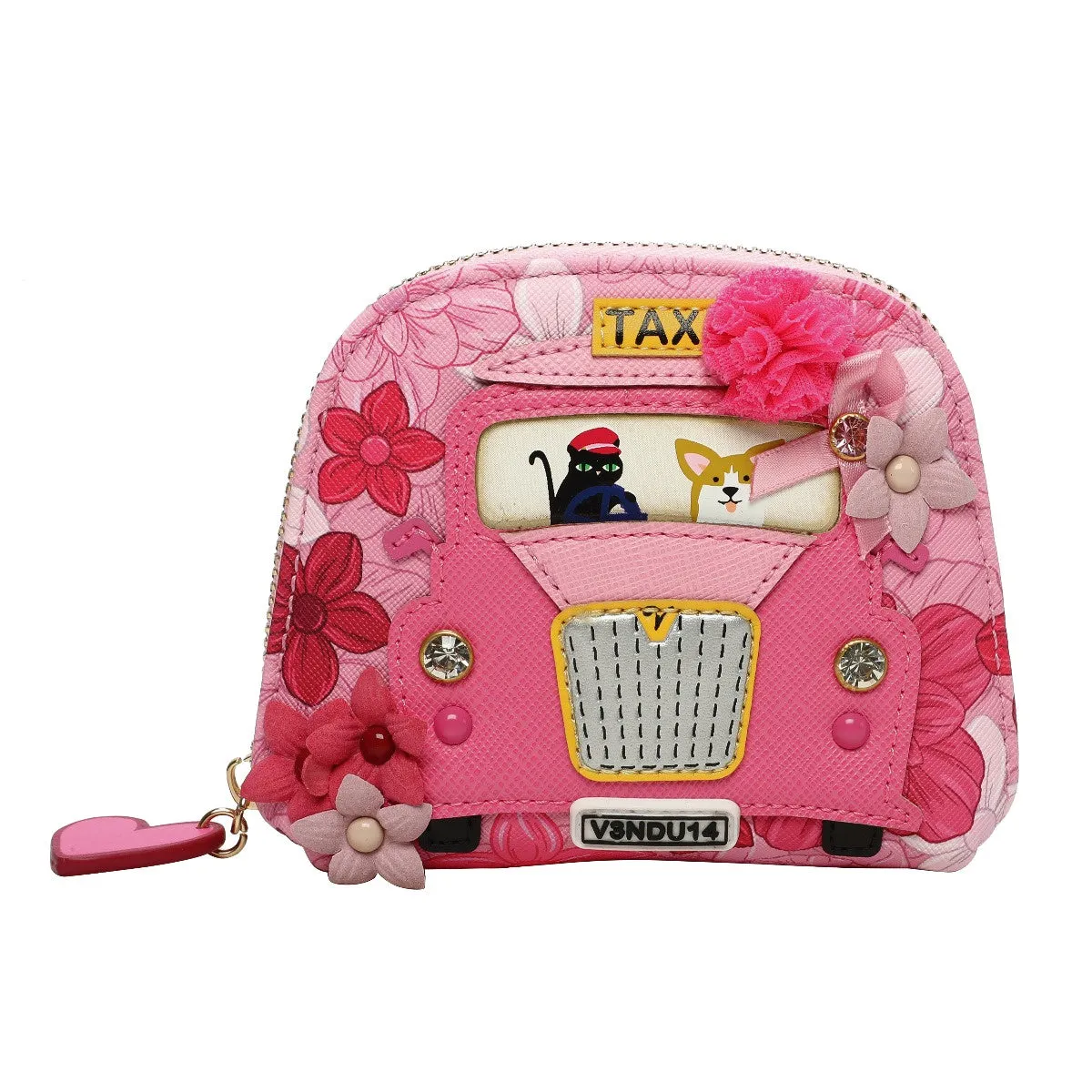 Vendula London - Pink Ribbon London Cats & Corgis Floral Folding Shopper & Purse