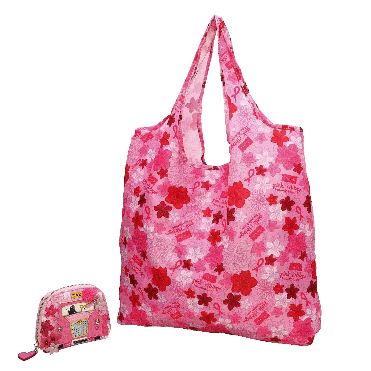 Vendula London - Pink Ribbon London Cats & Corgis Floral Folding Shopper & Purse
