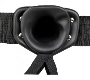 Vibrating Hollow Strap-on No Balls 8 Inch - Black