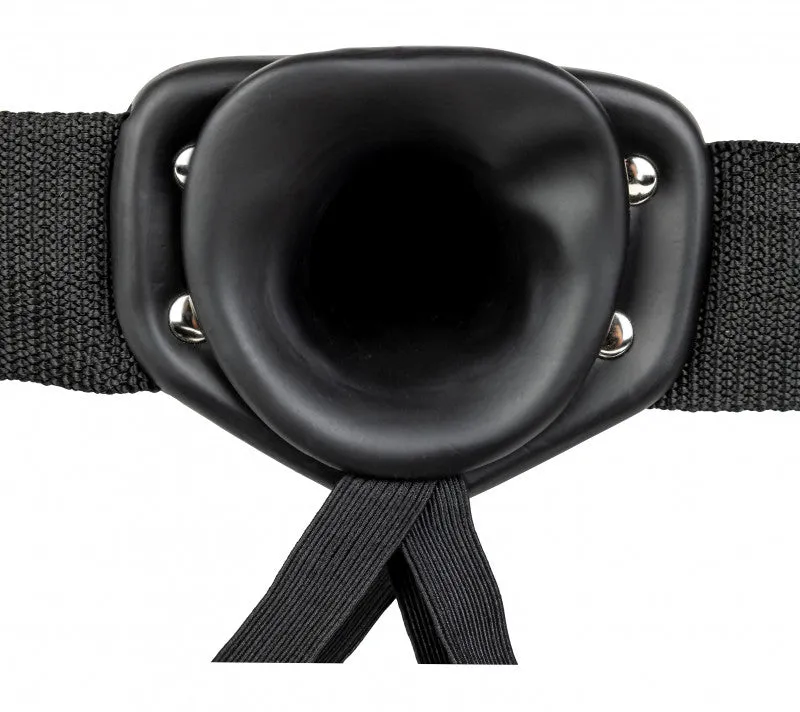 Vibrating Hollow Strap-on No Balls 8 Inch - Black