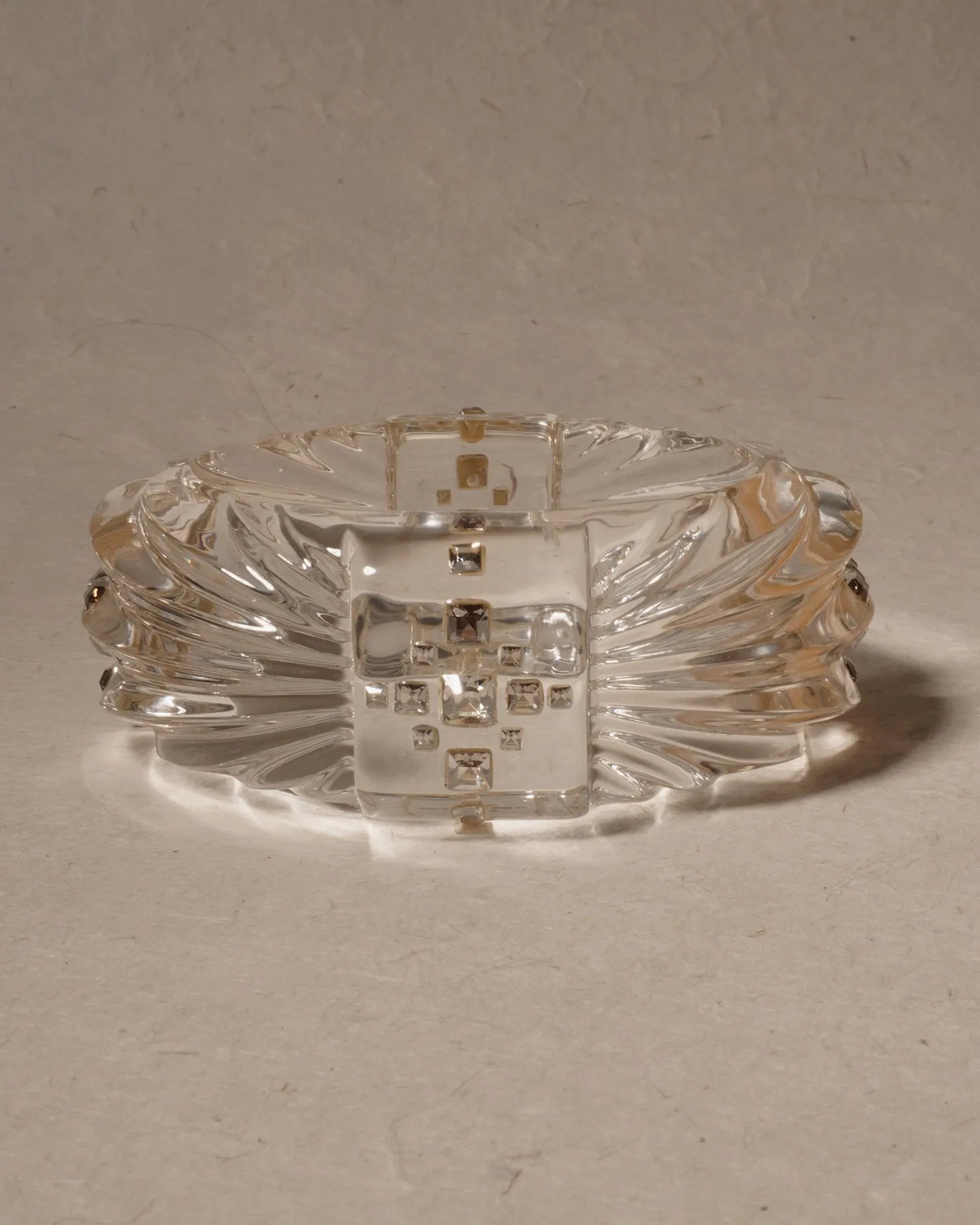 Vintage Clear Lucite Rhinestone Bangle