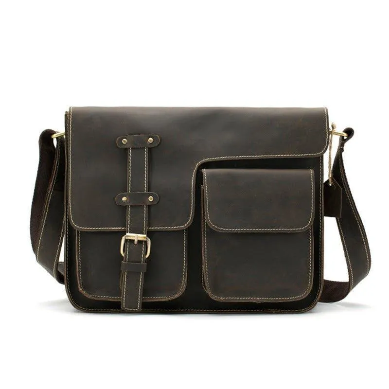 Vintage Messenger Bag Mens Italian Leather