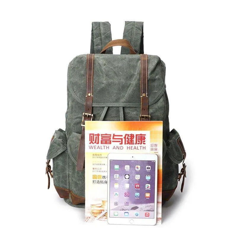 Vintage Wax Canvas Backpack Mens Travel