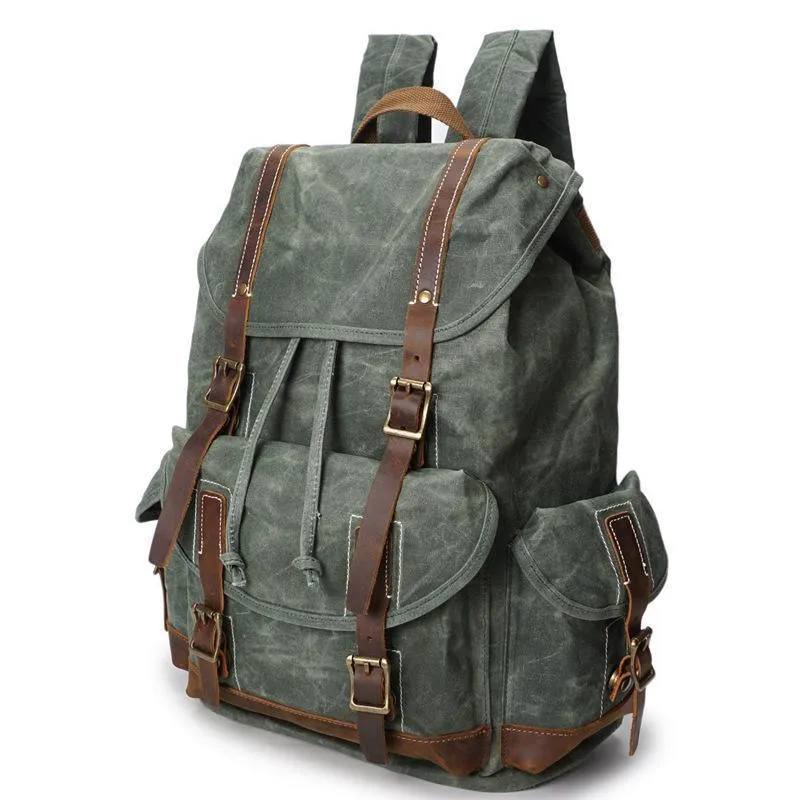Vintage Wax Canvas Backpack Mens Travel