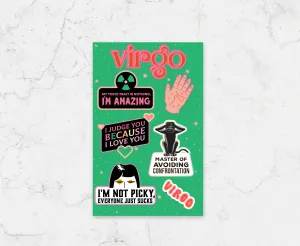 Virgo Sticker Sheet  (zodiac, astrology, horoscope, funny)