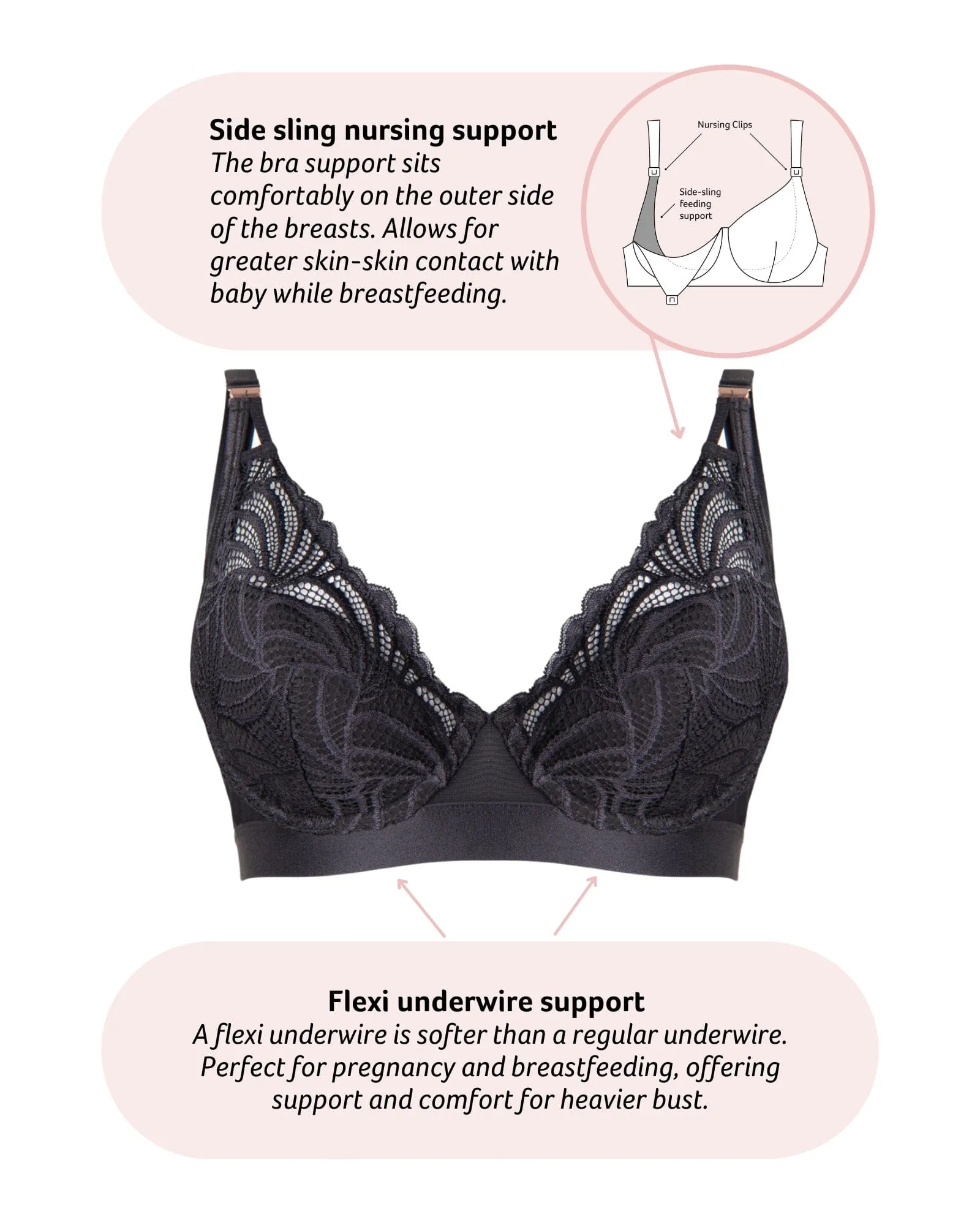 Warrior Plunge Nursing Bra - Black