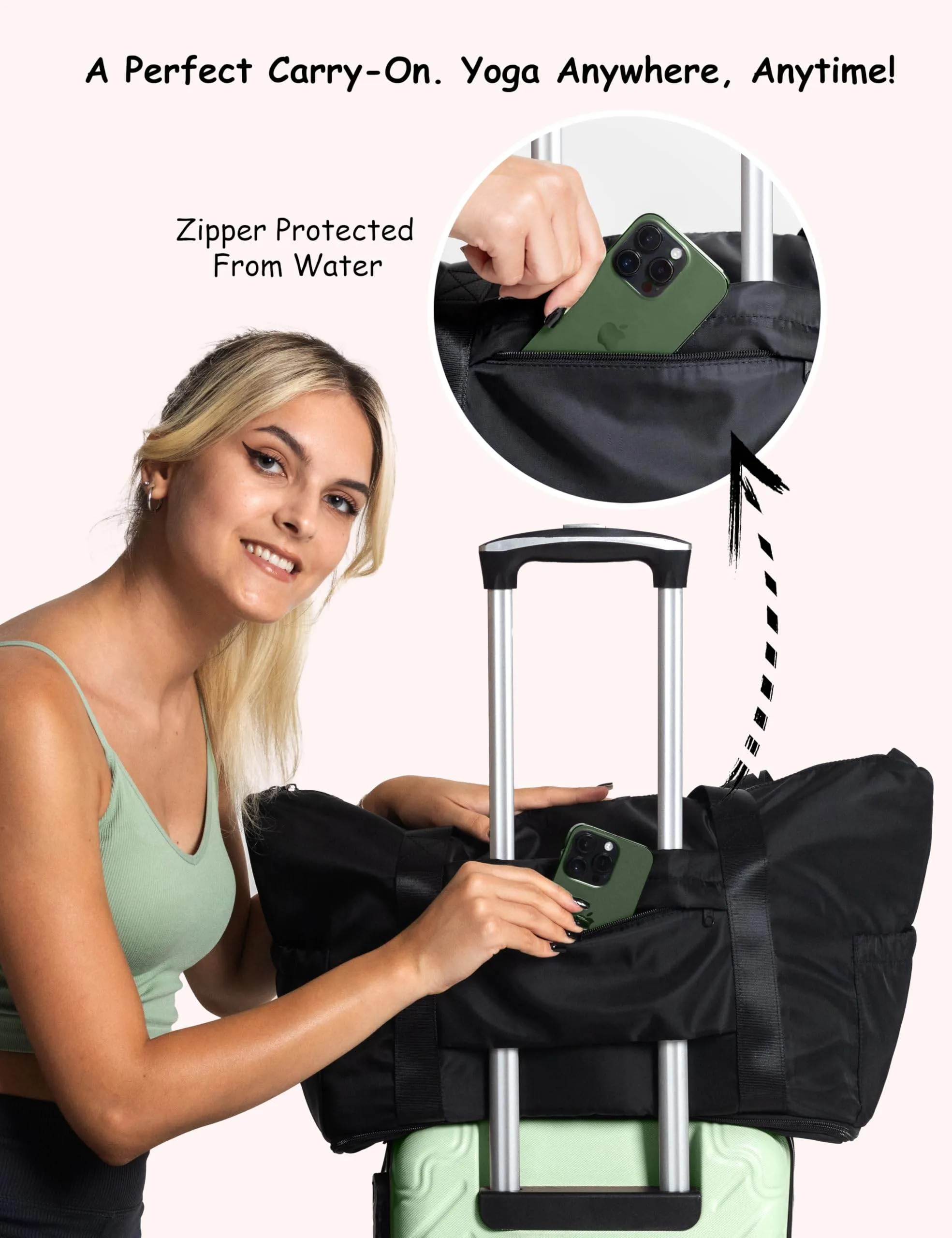 WARRIOR2 Yoga Mat Carrier - Expandable, Water & Shock Resistant Laptop Travel Bag with Yoga Mat Straps, Yoga Gym Bag For Men & Women, Luggage Sleeve, Large Yoga Mat Tote Bag