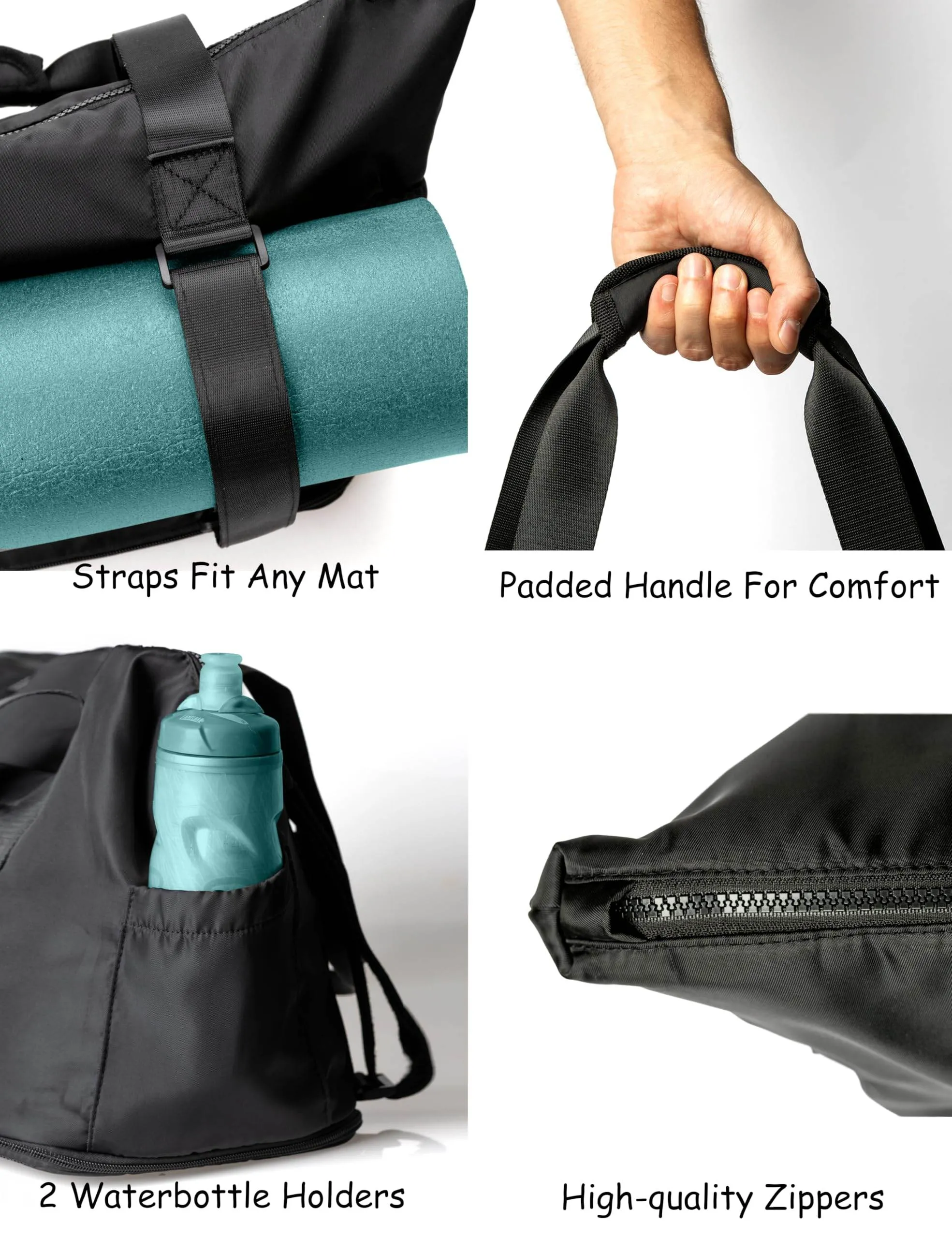 WARRIOR2 Yoga Mat Carrier - Expandable, Water & Shock Resistant Laptop Travel Bag with Yoga Mat Straps, Yoga Gym Bag For Men & Women, Luggage Sleeve, Large Yoga Mat Tote Bag