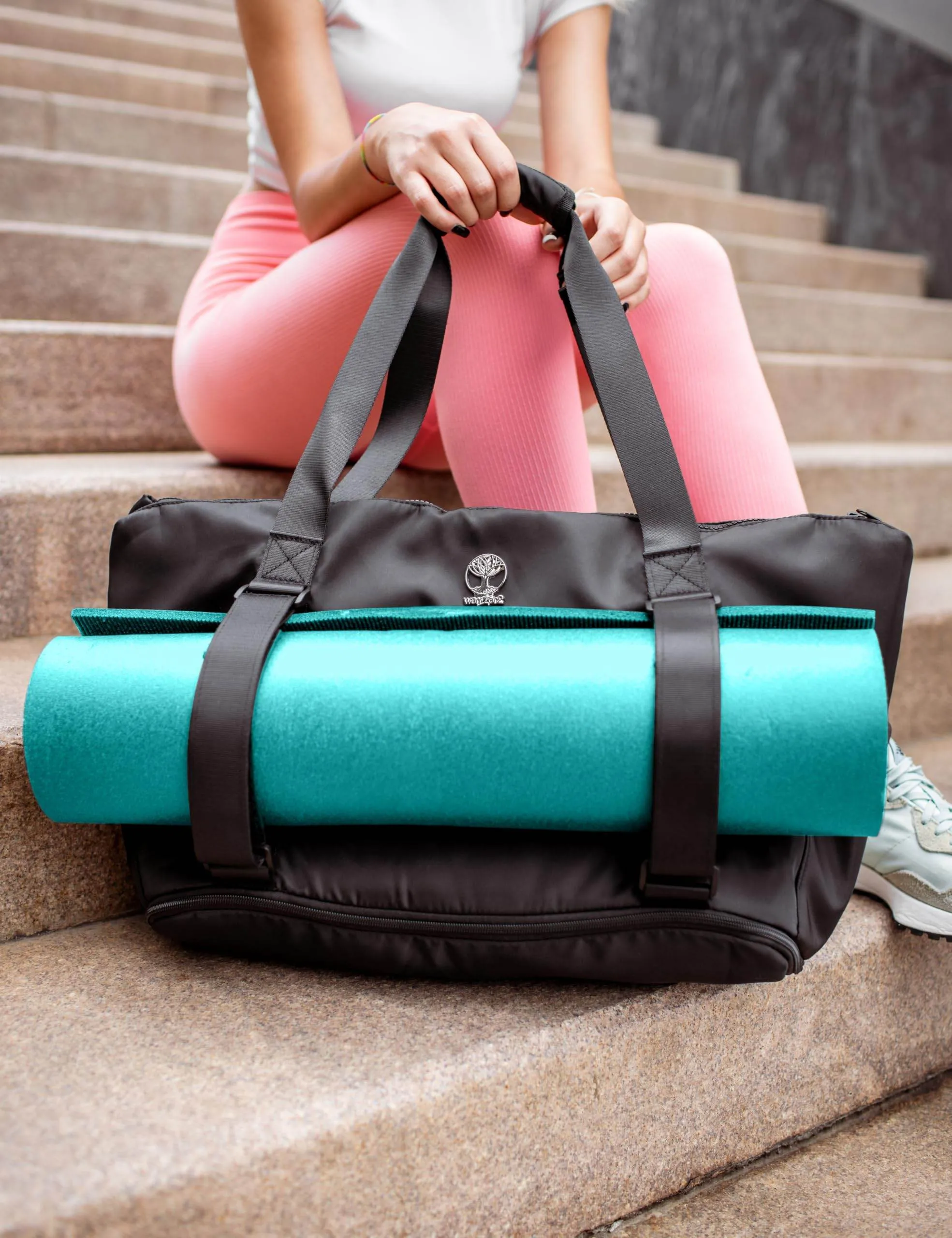 WARRIOR2 Yoga Mat Carrier - Expandable, Water & Shock Resistant Laptop Travel Bag with Yoga Mat Straps, Yoga Gym Bag For Men & Women, Luggage Sleeve, Large Yoga Mat Tote Bag