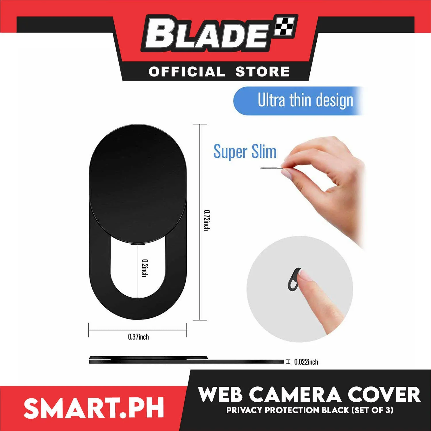 Webcam Cover 3Pcs Ultra-Thin Design 0.022in Thick Web Blocker Protect Your Privacy and Security Compatible with MacBook, Laptop, PC, Computer, iMac, iPad, iPhone Cell Phone