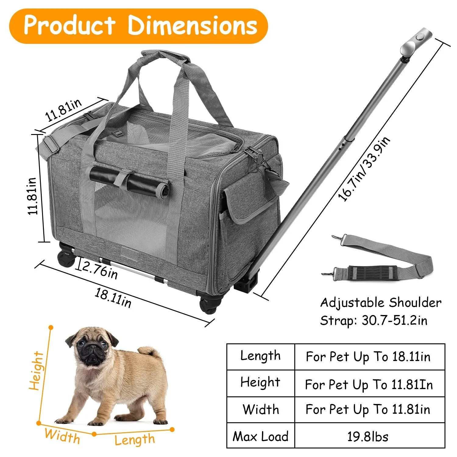Wheeled Pet Carrier Transport