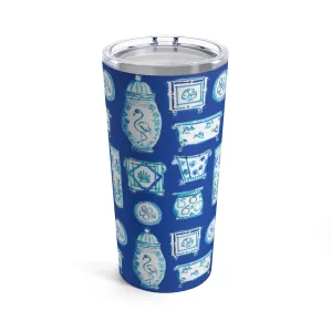 When Blue and White Met the Tropics Tumbler 20oz