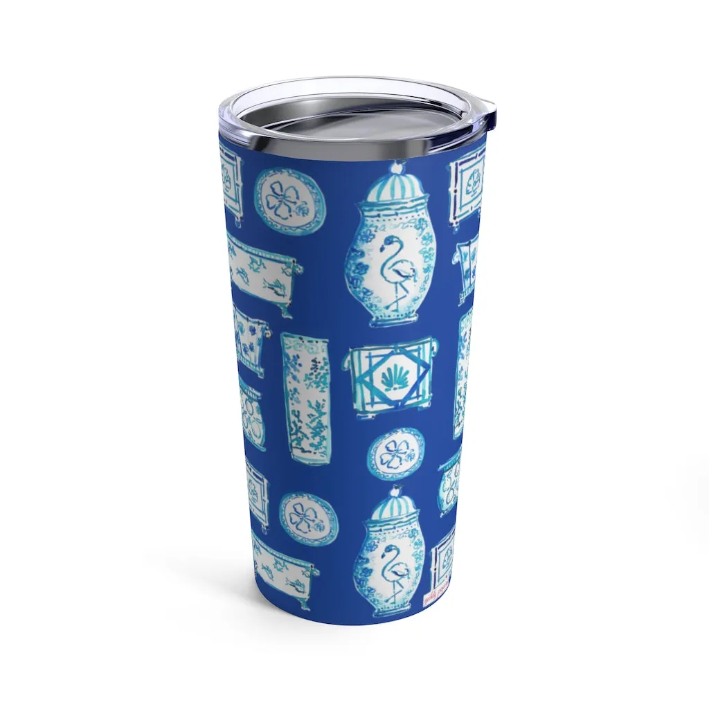 When Blue and White Met the Tropics Tumbler 20oz