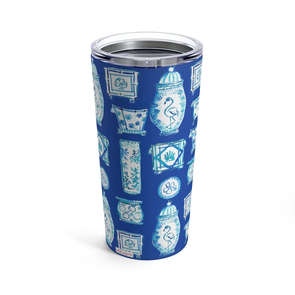 When Blue and White Met the Tropics Tumbler 20oz