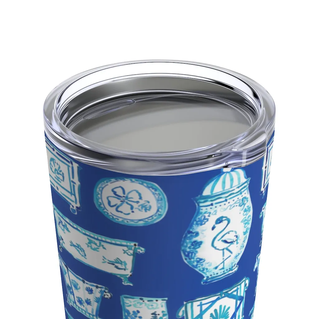 When Blue and White Met the Tropics Tumbler 20oz
