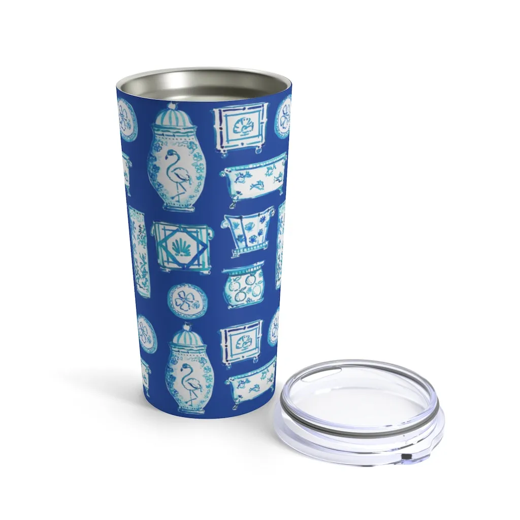 When Blue and White Met the Tropics Tumbler 20oz