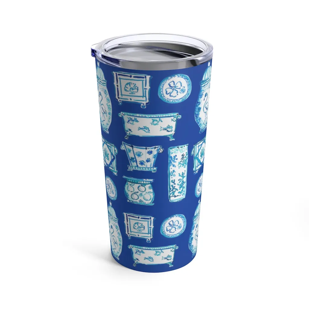 When Blue and White Met the Tropics Tumbler 20oz