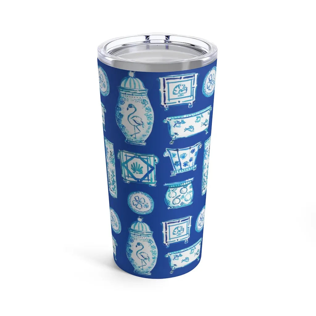 When Blue and White Met the Tropics Tumbler 20oz