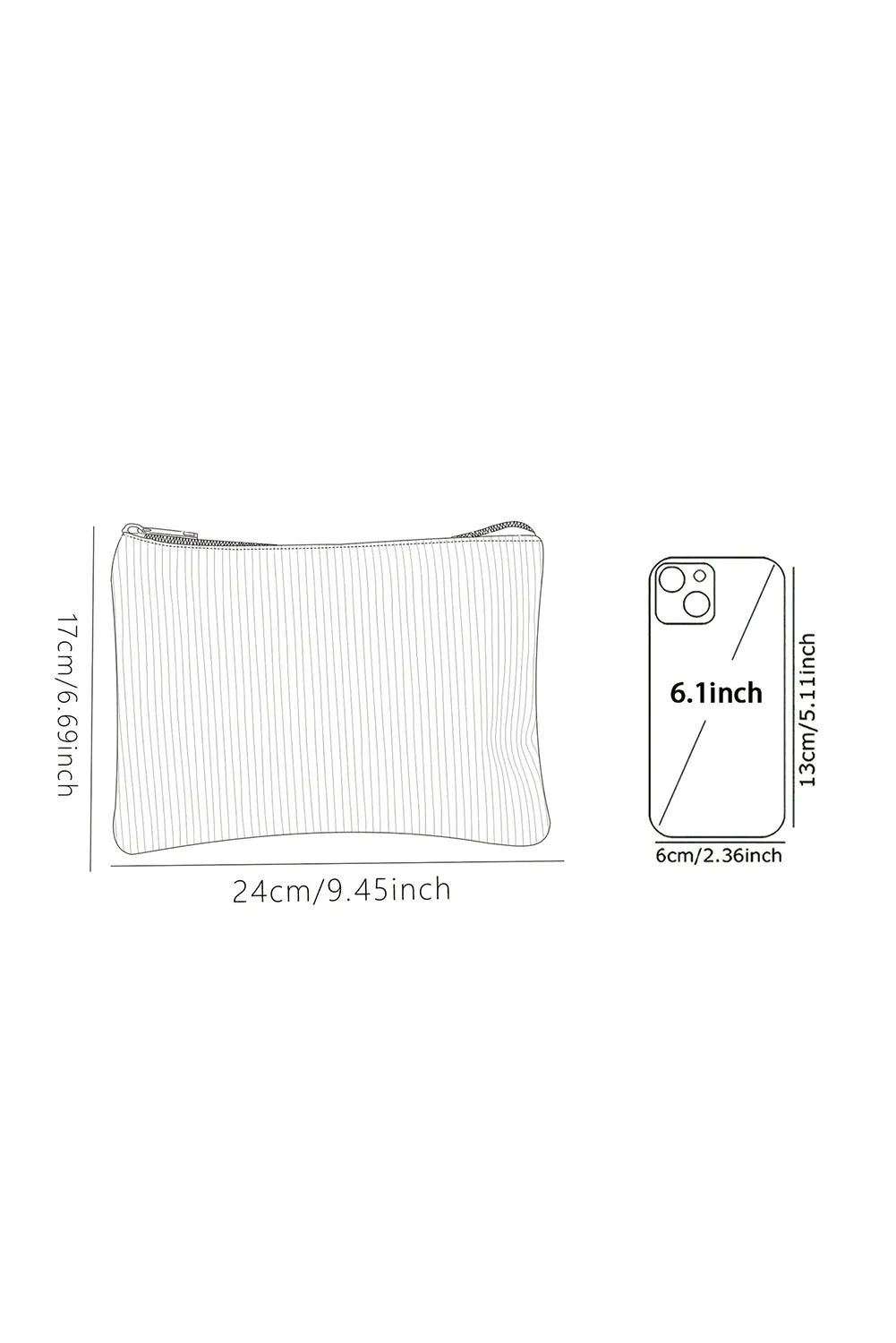White Flower Print Corduroy Big Cosmetic Bag