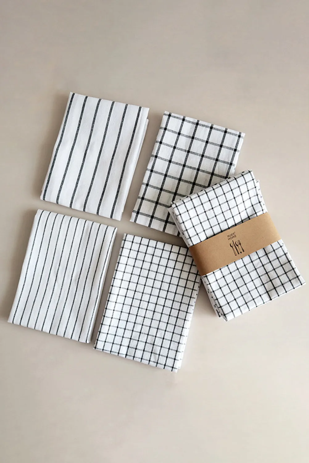 White Plaid Multifunctional Cotton Kitchen Decor Dishes Towel