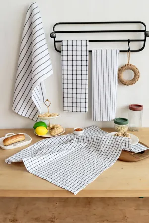 White Plaid Multifunctional Cotton Kitchen Decor Dishes Towel