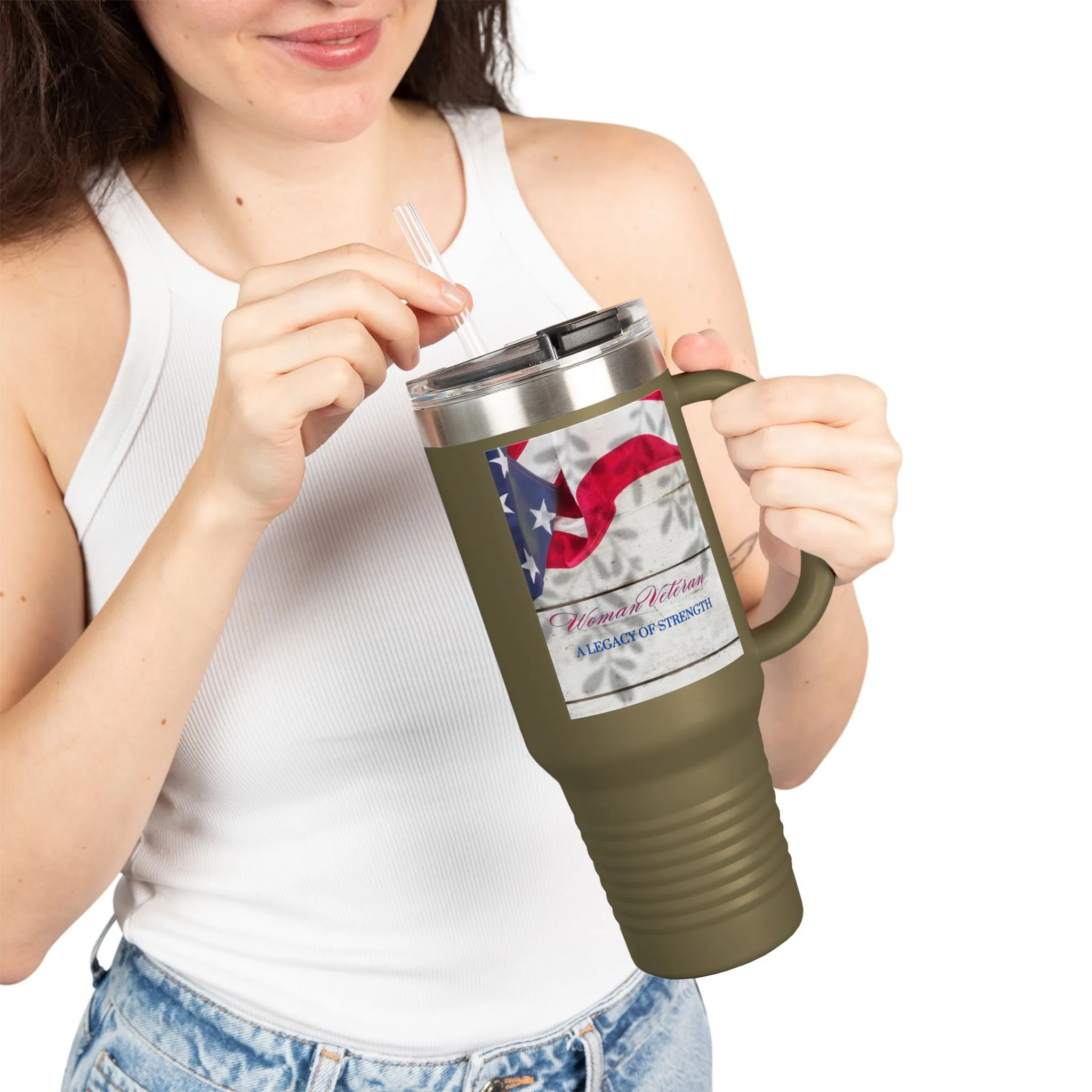Woman Veteran...Insulated Travel Mug, 40oz