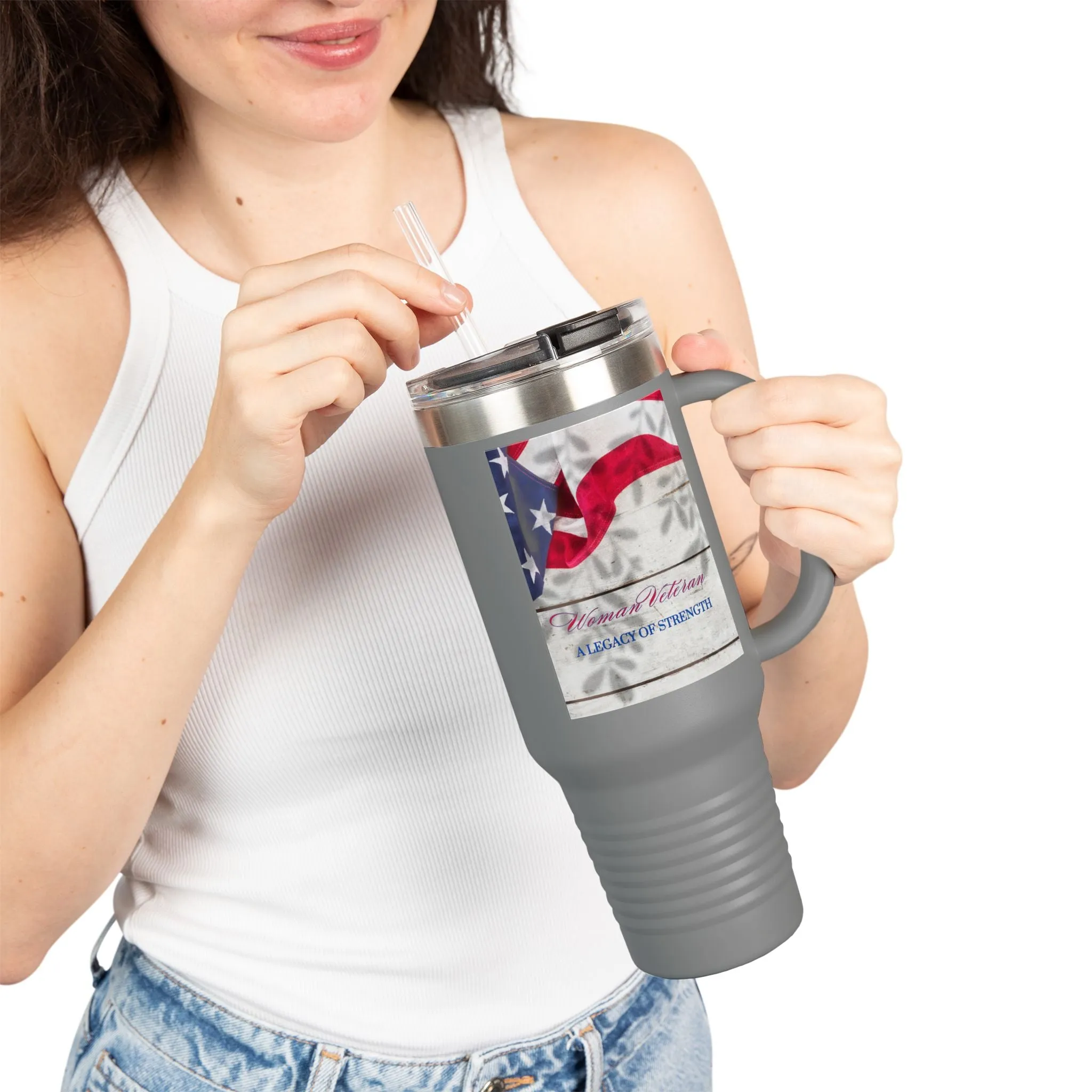 Woman Veteran...Insulated Travel Mug, 40oz