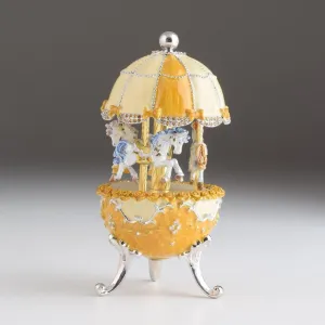 Yellow Faberge Egg Carousel Wind up Music Box