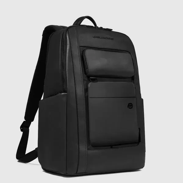Zaino in Pelle Piquadro Liko Porta PC 15,6'' Nero